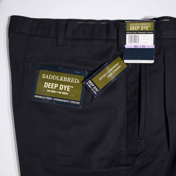 NWT Saddlebred 100% Cotton Pleated Cuffed Black Pants Men Size 38x32 (A6) - Picture 5 of 10